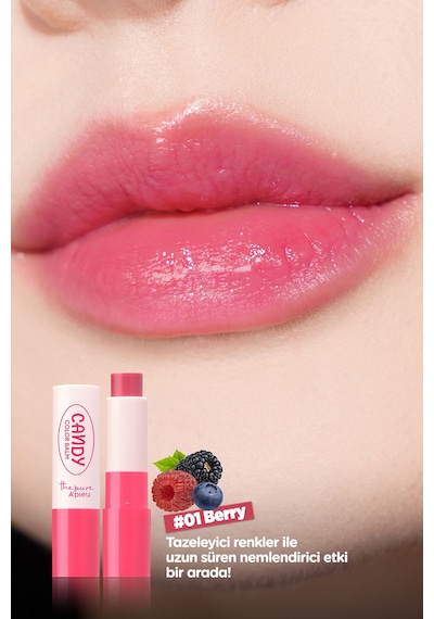 Dudakları Nemlendiren Parlak Bitişli Renkli Dudak Balmı A'pıeu The Pure Candy Color Balm No.01 Berry