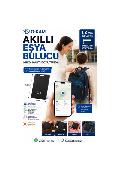 Ok110 Akıllı Kart Tipi Konum Takip Cihazı İos Ve Android Uyumlu Aircard Siyah