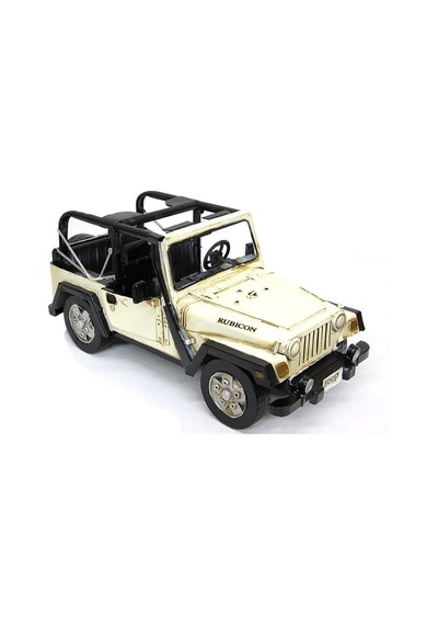 Hediyelik Metal Beyaz Arazi Jeep Araba Otomobil Büyük Boy Dekor