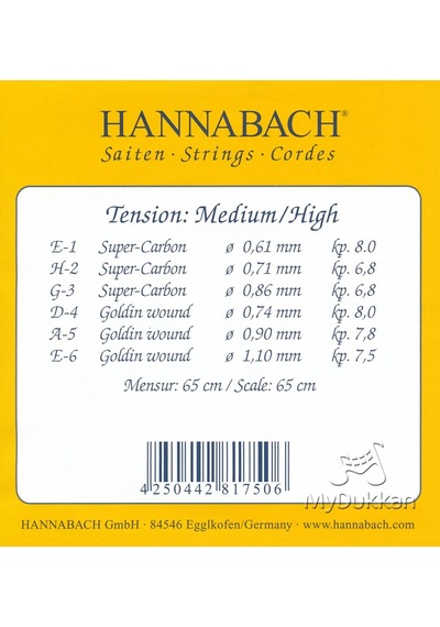 Hannabach 725 Mht Medium/High Tension Takım Tel Klasik Gitar Teli