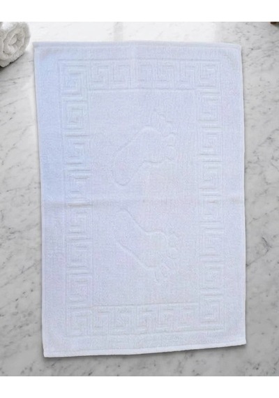 Bicomi %100 Pamuklu İkili Ayak Havlusu Seti Duş Sonrası Ultra Emici Banyo Paspası 50x70 Cm Beyaz