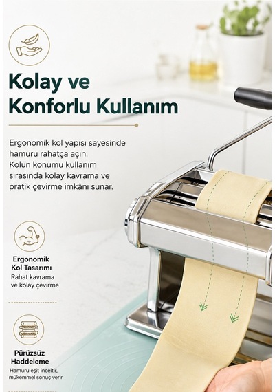 Erişte Kesme Makinesi Paslanmaz Hamur Açma Mantı Makarna Dilimleme Kesme Aparatı