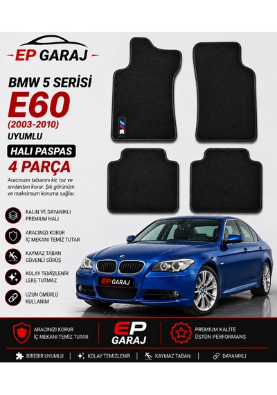 Bmw 5 Serisi E60 2003 2010 Uyumlu Halı Paspas Kalın Tip 4 Parça