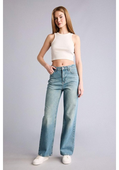 Defacto 90s Wıde Leg Yüksek Bel Jean Pantolon H5413ax26hsnm28 Mavi-nm28