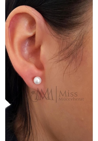 Gümüş İnci Küpe 6 Mm