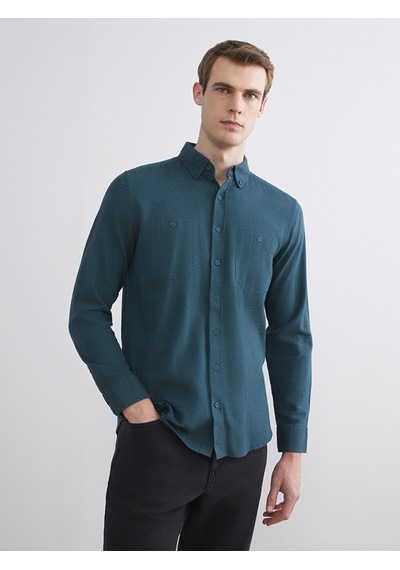 Lcwaıkıkı Classic Yeşil Regular Fit Uzun Kollu Gabardin Erkek Gömlek