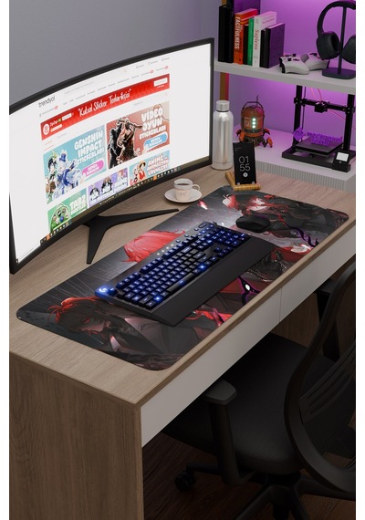Diluc Genshin Impact Anime Gacha V1 - 90x40 Xxl Gaming Mouse Pad Fare Altlığı