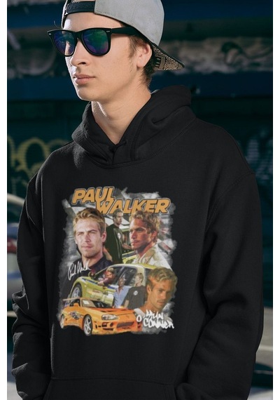 Sevbano Hızlı Ve Öfkeli Paul Walker Baskılı Unisex Oversize Film Hoodie Siyah