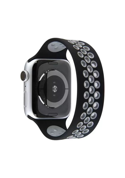 Newface Apple Watch Uyumlu 38mm Ayarlı Delikli Silikon Kordon - Siyah-gri