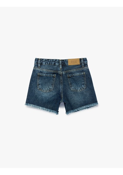 Koton Pamuklu Cepli Loose Fit Denim Şort Orta İndigo 6skg40044ad İndigo