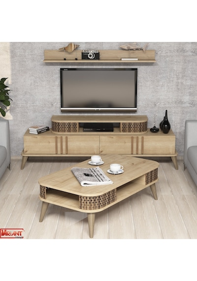 Eylül Tv Ünitesi Ve Orta Sehpa Takımı - Meşe