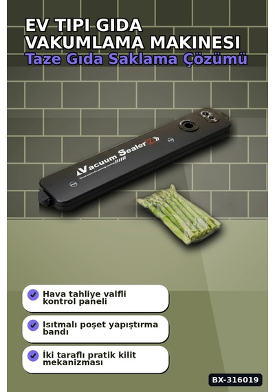 Gıda Vakumlama Makinesi Ve Poşet Yapıştırma Cihazı - Ev Tipi Mutfak Saklama Bx-316019