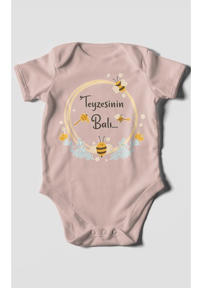 Morivokids Teyzesinin Balı Kısa Kollu Bebek Body %100 Pamuk Zbn93-kk Pastel Pembe