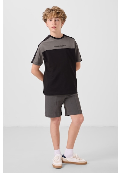 Tommylife Siyah Pamuklu Yumuşak Dokulu Oversize Fit Baskılı Erkek Çocuk T-shirt - 11290 Siyah
