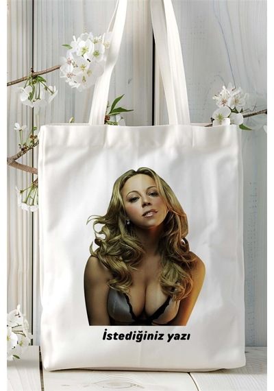 Art Hediye Mariah Carey Baskılı Bez Çanta Kişiye Özel Model 1 Çok Renkli