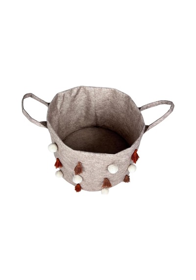 Keçe Kulplu Yuvarlak Düzenleyici Sepet Çok Amaçlı Saklama Organizer Düzenleyici 27x27x27 CM Genel