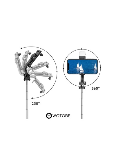 7 Kademeli 360 Derece Ayarlanabilir 1.70 Metre Kumandalı Kamera Sabitleyici Tripod