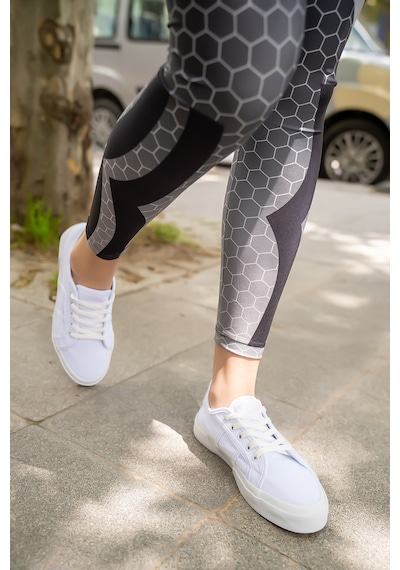 Kadın Keten Günlük Sneaker Beyaz