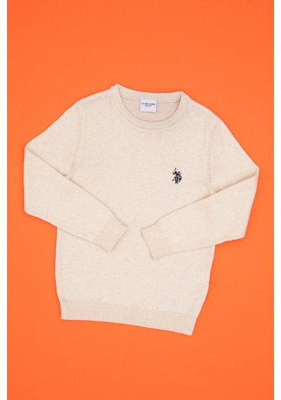 U.S. Polo Assn. Kız Çocuk Krem Melanj Bisiklet Yaka Basic Kazak 50316808-VR159
