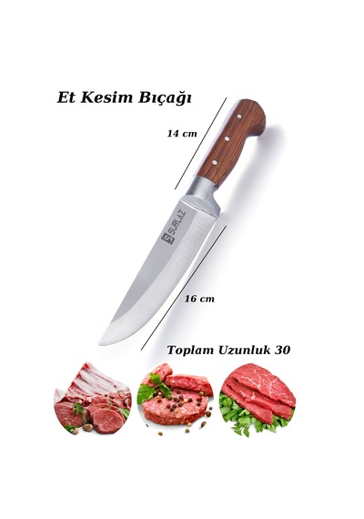Sürlaz 4lü Ahşap Saplı El Yapımı Bıçak Seti -