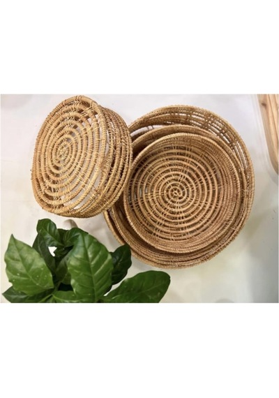 4 Lü Bambu Örgü Sepet