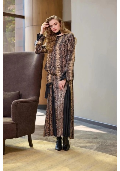 Misswhence 38003 Desenli Etek Takım Çok Renkli
