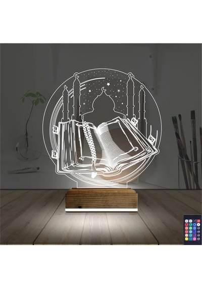 Luvivia Kuran-ı Kerim Cami 3d Lamba - Masa Gece Lambası Şeffaf