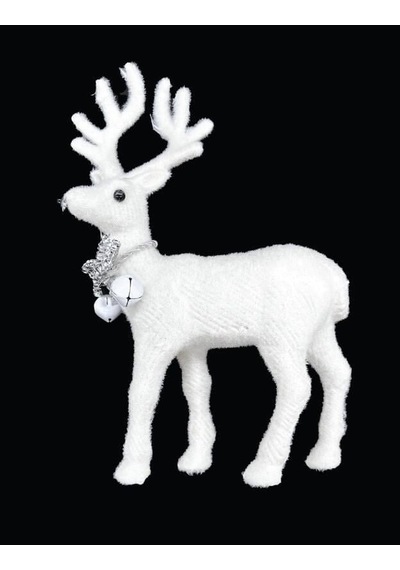 22 Cm X 15 Cm Yılbaşı Geyik Beyaz Kadife Tüylü Dekoratif Masa Ve Parti Süsleme Figürü Noel Diğer
