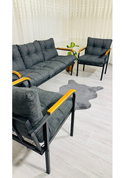 Madame Home Defne Balkon, Bahçe, Cafe - Metal Kanepe Koltuk Takımı - 3+1+1 Antrasit Madame Home Defne Balkon, Bahçe, Cafe - Metal Kanepe Koltuk Takımı - 3+1+1 Antrasit