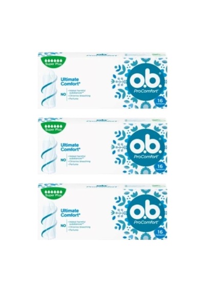 O.b. Procomfort Tampon Süper Plus 16'li 3 Paket Toplam 48 Adet