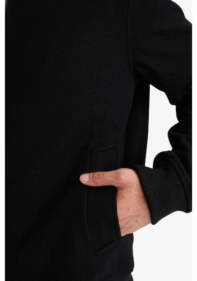 Defacto Regular Fit Kolej Yaka Bomber Astarlı Fermuarlı Kaşe Mont F7750ax26spbk27 Siyah-bk27