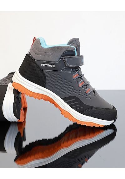 Kidessa 1767 Anatomik Tabanlı Bantlı Çocuk Trekking Spor Bot Gri Çok Renkli