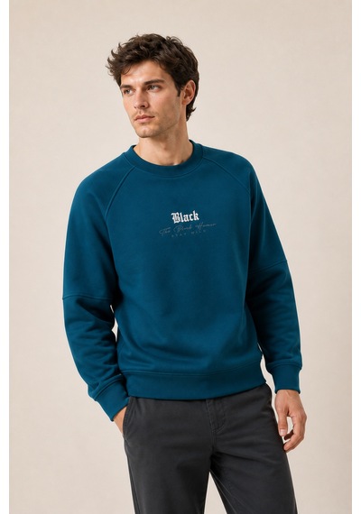 Redline Black Yeni Sezon Erkek Kışlık Regular Fit Sweatshirt Pamuklu Petrol
