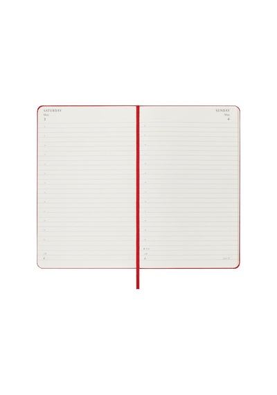 Günlük Planlayıcı, 12 Aylık Günlük Planlayıcı 2025, Sabit Kapak Ve Elastik Kilit, Renk Kızıl Kırmızı, Büyük Format 13 X 21 Cm Çok Renkli