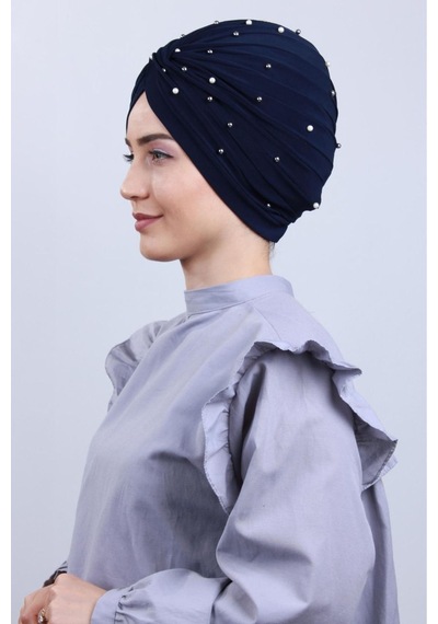 Melodi Scarf Kadın Tesettür İncili Taşlı Vera Dış Bone Lacivert Lacivert Melodi Scarf Kadın Tesettür İncili Taşlı Vera Dış Bone Lacivert Lacivert