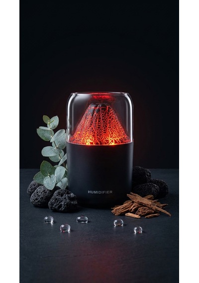 Volkan Efektli Ultra Sessiz LED Işıklı Gece Lambası & Değişen Renk Modlu Ultrasonik Hava Nemlendirici & Aroma Difüzör
