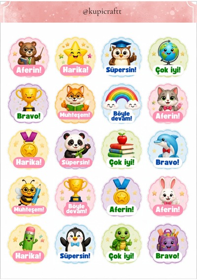 6 Sayfa Öğretmen Motivasyon Öğrenci Tebrik Sticker Seti 0