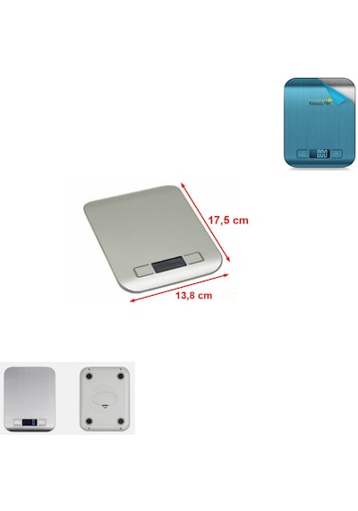 Mutfak Tartısı Lcd Ekran Orta Boy Dijital Terazi Tartı 3 Kademeli: 1000-3000-5000gr/1gr Max: 5 Kg Gümüş