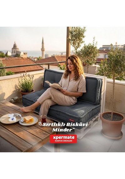 2'li Yer Minderi 60x120x14 Cm Palet Minderi, Bahçe Minderi, Oturma Minderi, Balkon Takımı Minderi Antrasit Çok Renkli