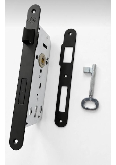 Mat Siyah Kare Rozetli Kilitli Kapı Kolu Oda Kapıları İçin Kilit Mekanizması Dahil - Sessiz Kilitli 40 Mm 23