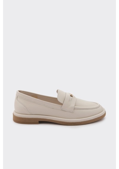 Derinet Tokalı Kadın Loafer Kırık Beyaz Kırık Beyaz