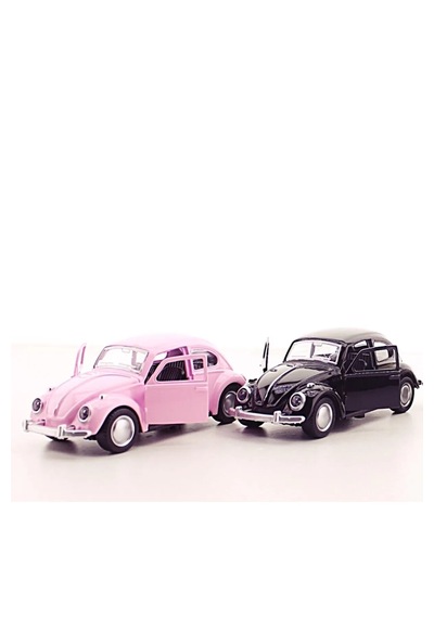 Mobgift 2'li Set Siyah Pembe Metal Vosvos Araba Büyük Boy 12cm
