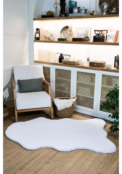 Yıkanabilir Yumuşak Peluş Post Shaggy Çocuk Odası Oturma Odası Salon Mutfak Halısı Polo Beyaz