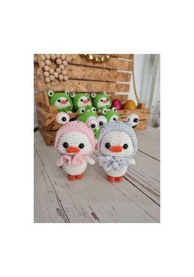 Amigurumi Örgü Sevgili Anahtarlık Çift Anahtarlık Ördek Set Beyaz