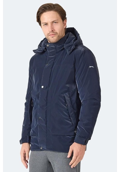 Slazenger Grım Erkek Çıkarılabilir Kapüşonlu Lacivert Mont & Kaban