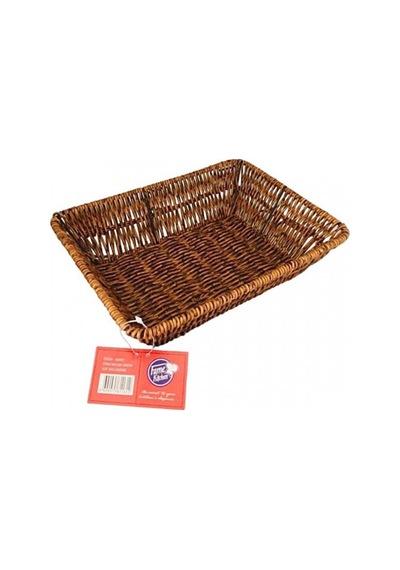 Hasır Dikdörtgen Sepet Rattan Ekmek Sepeti - Meyve Sepeti 26x20x7 Hasır