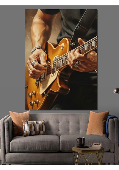 Ahşap Tablo Gitar Çalan Adam Eller