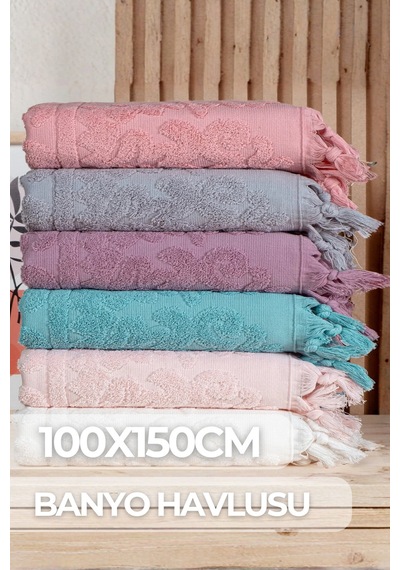 6'lı Saçaklı Banyo Havlu Seti 100x150cm Çok Renkli