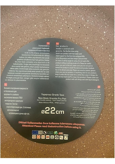 Oms Granit Cam Kapaklı Derin Tencere Kahve 22 CM