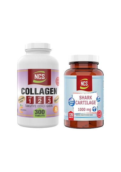 Kollajen Tip 1-2-3 300 Tablet & Shark Cartilage 120 Tablet